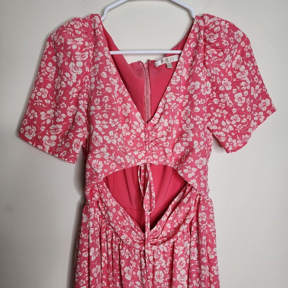 Wayf Pink Floral Cut Out Maxi Dress Small Spring Vibes Coquette Garden Party - Picture 4 of 15